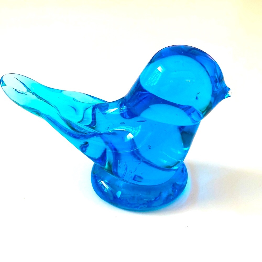 Vtg 1991 Bluebird of Happiness Signed W. Ward Hand Blown Art Glass